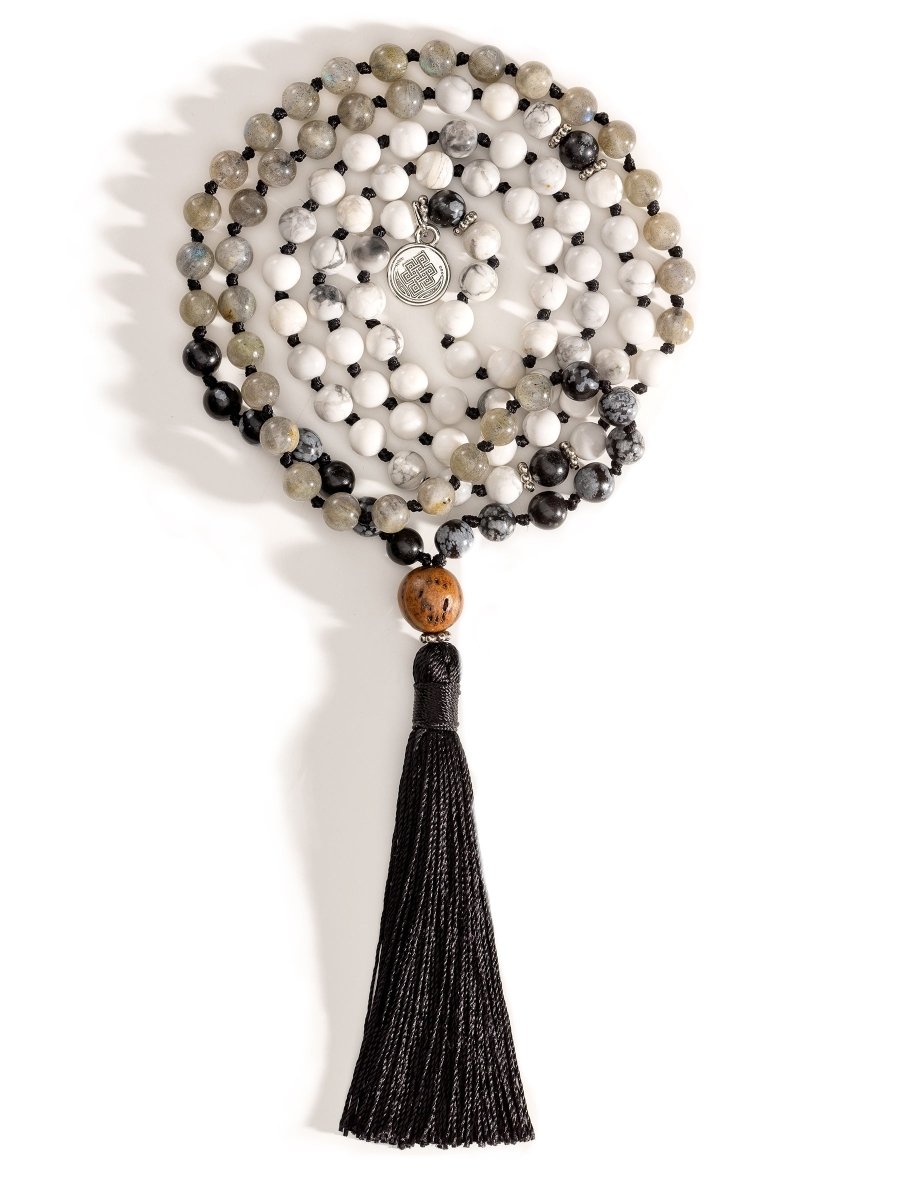 Illumination - Hand-Knotted 108 Mala Beads Necklace | Howlite, Labradorite, & Snowflake Obsidian | Mala of Merit-Mala of Merit™